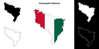 Huimanguillo municipality, Tabasco outline map set vector