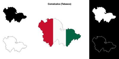 Comalcalco municipality, Tabasco outline map set vector