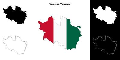 Veracruz municipality, Veracruz outline map set vector