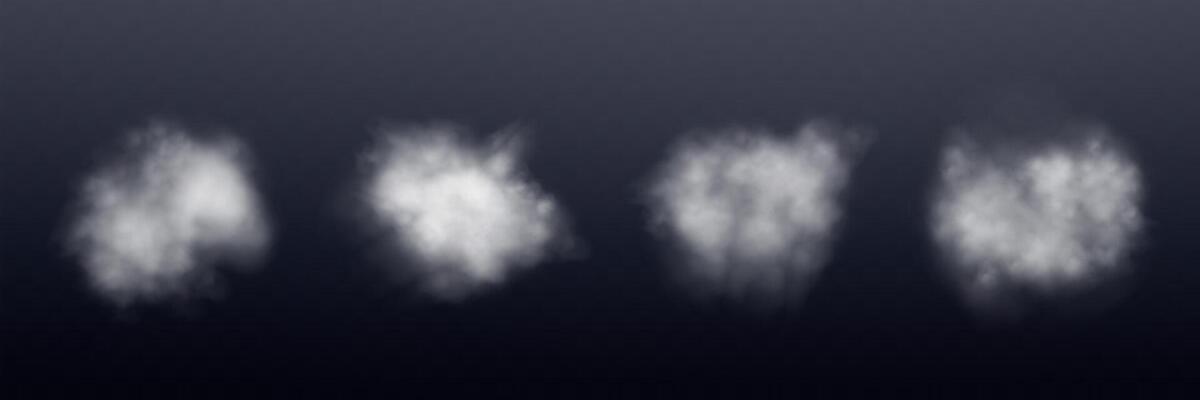 Realistic white smokes or haze on a dark background. Magic fog, vapor