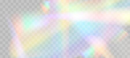Blurred rainbow refraction overlay effect. Light lens prism effect . Holographic reflection, crystal flare leak shadow overlay. abstract illustration. vector