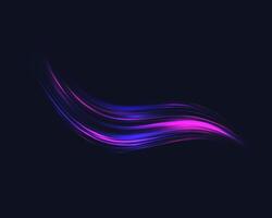 Glowing purple lines. Neon realistic energy speed. Abstract light effect on a black background. illustration. vector