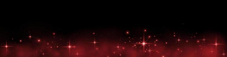 Red glittering dots, particles, stars magic sparks. Dust cloud flare light effect. Red luminous points with smoke. particles on dark background vector