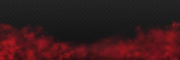 Realistic red smoke or haze, overlay effect on a dark background. Flame, magic fog, vapor on floor. Abstract illustration vector