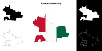 Dzoncauich municipality, Yucatan outline map set vector