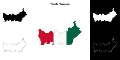 Tequila municipality, Veracruz outline map set vector