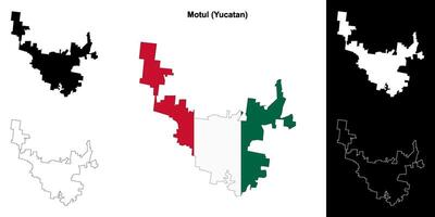 Motul municipality, Yucatan outline map set vector