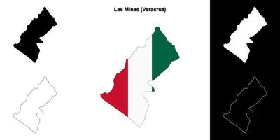 Las Minas municipality, Veracruz outline map set vector