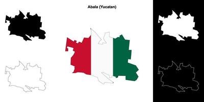 Abala municipality, Yucatan outline map set vector