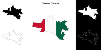 Chochola municipality, Yucatan outline map set vector