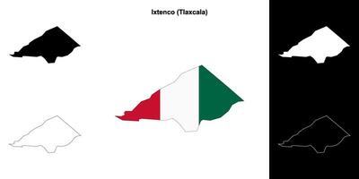 Ixtenco municipality, Tlaxcala outline map set vector