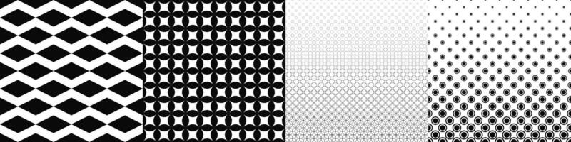 Black and white pattern background set vector