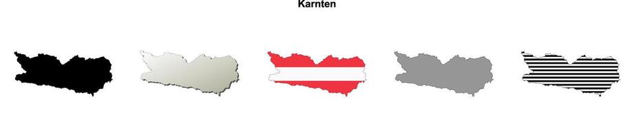 Carinthia state blank outline map set vector