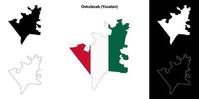 Oxkutzcab municipality, Yucatan outline map set vector