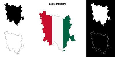 Espita municipality, Yucatan outline map set vector