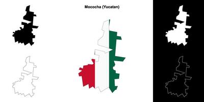 Mococha municipality, Yucatan outline map set vector