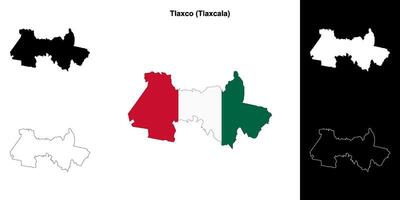 Tlaxco municipality, Tlaxcala outline map set vector