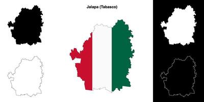 Jalapa municipality, Tabasco outline map set vector