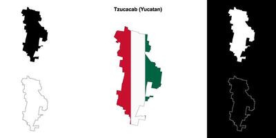 Tzucacab municipality, Yucatan outline map set vector
