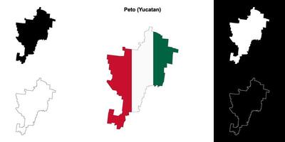 Peto municipality, Yucatan outline map set vector