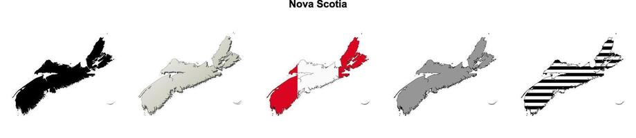 Nova Scotia, Canada blank outline map set vector
