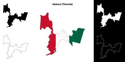 Apizaco municipality, Tlaxcala outline map set vector