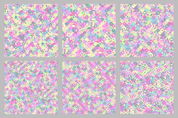 Seamless abstract random curved shape pattern background set