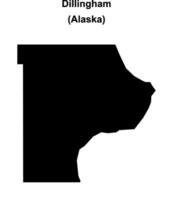 Dillingham, Alaska blank outline map vector