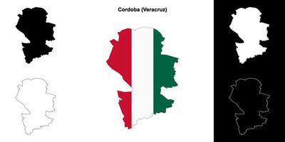 Cordoba municipality, Veracruz outline map set vector
