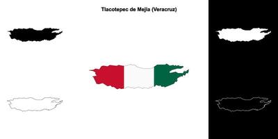 Tlacotepec de Mejia municipality, Veracruz outline map set vector