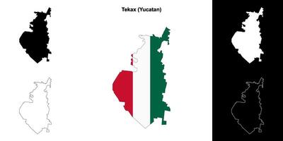 Tekax municipality, Yucatan outline map set vector
