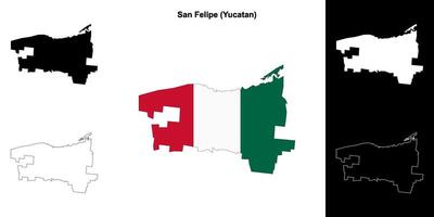 San Felipe municipality, Yucatan outline map set vector