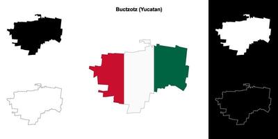 Buctzotz municipality, Yucatan outline map set vector