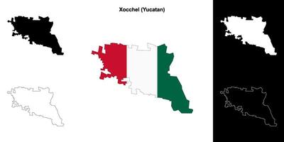 Xocchel municipality, Yucatan outline map set vector