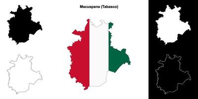 Macuspana municipality, Tabasco outline map set vector