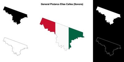 General Plutarco Elias Calles municipality, Sonora outline map set vector