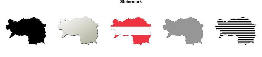 Steiermark state, Austria blank outline map set vector