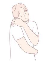 Embracing the vital importance of selflove and comfort through gentle and caring gestures vector