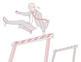 A businessman is successfully overcoming numerous challenges in a constantly dynamic environment vector