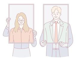 Get professional and stunning portraits that include beautiful picture frames to enhance them vector