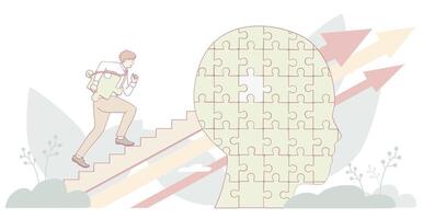 Building Success Climbing the Steps of Personal Growth and Strategic Development Efforts vector