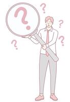 Curiosity and Exploration A Man Holding a Magnifying Glass for Deep Observations vector