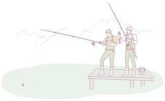 It was a Relaxed Fishing Day on the Dock with wonderful Friends, enjoying every moment vector