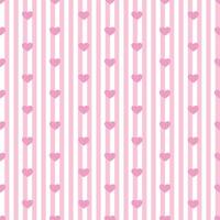 Seamless seamless pink pattern with vertial stripes and small hearts. Geometric striped repeating gingham texture. vector
