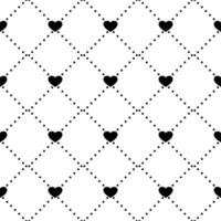Seamless pattern with hearts. Geometric black repeating texture of dotted rhombuses with hearts in nodes. vector