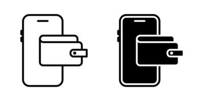digital wallet Icon set. Symbol isolated white background. illustration. color editable. vector