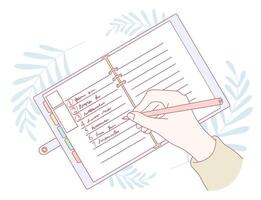 Use a daily journal and handwritten notes for better organization and productivity vector