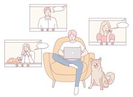 Remote Connection Engaging in Virtual Interactions and Activities from the Comfort of Home vector