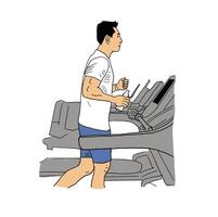 man is running on the treadmill. Cartoon Style Illustration vector
