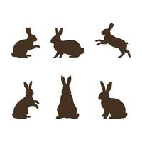 Rabbit Bunny Hare Silhouette Icon set, Rabbits in different poses vector